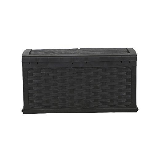 Auflagenbox / Gartenbox / Kissenbox Rattan Design *Farbe schwarz* ca. 117 x 56 x 56 cm - 4