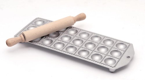 MAAJ® RAVIOLIFORM RAVIOLIBRETT NUDELBRETT 24 KLEINE RUNDE RAVIOLI CHEF MIT TEIGROLLE - 5