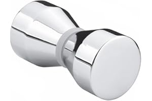 WUDQIJI Dusche Tür Doppel Knopf Duschtürknopf Türknauf Dusche Türknopf Türknauf Duschtürgriff Rund Türgriff Aluminiumlegierung Türklinken für Duschtür Glastüren Schiebetür 1 Stück(Silber)