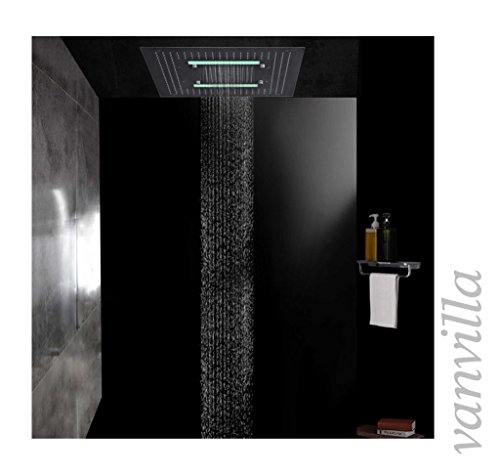 vanvilla LED Duschkopf 65cm x 65cm Edelstahl gebürstet Regendusche Schwall Sprühnebel flächenbündig Einbaubox 116565WB - 7