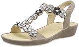 tonal bezogener Keil-Absatz ARA Damen Capri 1228009 T-Spangen Sandalen Beige (Taupe/Silber, Iron/Schwarz 07) 40 EU