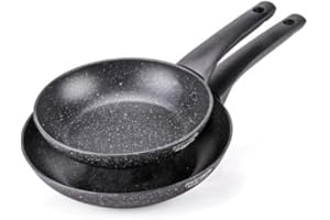 Moneta Formidabile Stone Set di 2 padelle antiaderenti 24-28cm, anche per induzione, 100% made in Italy Nero Set 2 padelle 24-28cm Nero