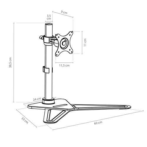 eSmart Germany TV-/Monitor-Tischständer 25 – 76 cm (10 – 30 Zoll) neigbar VESA 75 x 75 bis 100 x 100 neigbar + schwenkbar + drehbar + Pivot-Funktion Schwarz Montagelöcher am TV max. 100 x 100 mm (Breite x Höhe) - 3
