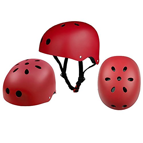 Topfire Kinder Skateboarder Helm Fahrradhelm Integralhelm Rollerhelm für Radfahrer Skateboard Scooter Bike Sicherheit Helm – Rot - 4