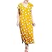 Produktbild Sommerkleid Damen Kleider V-Ausschnitt Strandkleider A-Linie Kleid Boho Split Maxikleid Sommerkleider Beiläufige Langkleid Casual Vintage Lose T-Shirtkleid (L/EU:38, Gelb)