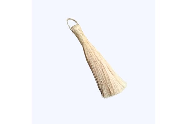 BenignCraft Banana Fiber 10 inch Small Pooja Broom with Handle and Loop for Prayer Room Dusting & Cleaning.