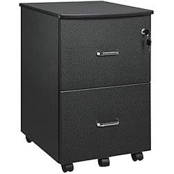 SONGMICS Meuble à dossiers, Caisson de Bureau, Caisson de Rangement Verouillable sur roulettes, 2 Tiroirs, Facile à Monter, Robuste, pour Dossiers Suspendus, Studio, Chambre LCD27BK