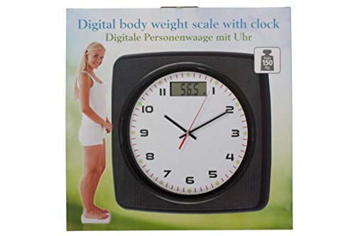 Personen Waage DIGITAL inkl. Uhr schwarz bis 150 Kg STEP ON - 5