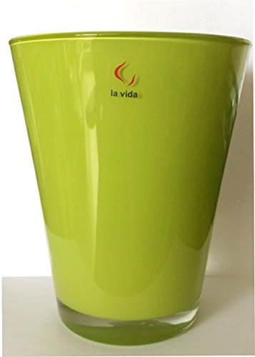 Vase Blumenvase Glasvase grün 17 cm hoch – hochwertig, Vasen Blumenvasen - 2