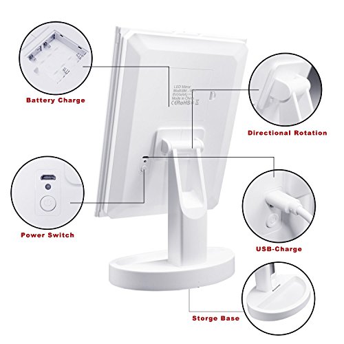 Auxent 3 Seiten Kosmetikspiegel mit LED Beleuchtung, Dimmbar durch Touch-Schalter, Blendfreie Bleuchtung, Schminkenspiegel mit 2 Klappbaren Seitenspiegeln für Makeup, Rasieren und Gesichtspflege - 4