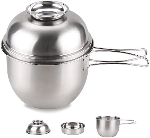 Juning Camping Cookware portable camping cooker set in stainless steel with 3 cookers for your outdoor adventures e.g. climb