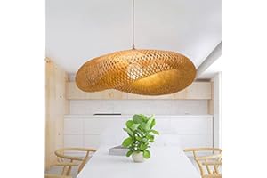 MyLjp Retro Rattan Kronleuchter Handgemachte Bambus Weblampe Runde Vogelnest Pendelleuchte Pastorale Landbeleuchtung Lampen Höhenverstellbare Restaurant Bauernhaus Bambus Kunst Lichter,60cm