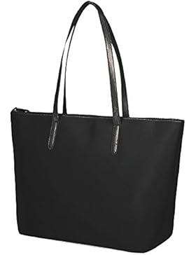 Kamidorf Nylon Schultertasche schwarz, groß elegant Handtaschen Damen, Umhängetasche Shopper Henkeltaschen