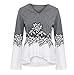 Produktbild JURTEE Frühling Damen Große Größen Blume Spitze Farbe Block V-Ausschnitt Schlaghülse T-Shirt Tops Bluse Chiffion Fledermaus Ärmel Oberteile(Small,Grau)