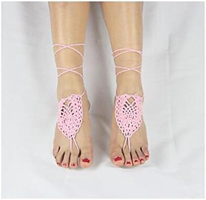 GYJUN Women's Ivory Crochet Barefoot Sandals Nude Shoes Foot Jewelry Bridesmaid Shoes Anklet , one size
