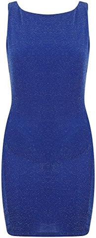Ex Lipsy Blue Sparkly Glitter Cowl Back Bodycon Party Mini Dress Size 10 12 14 (UK 12)