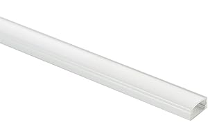 NATIONAL LIGHTING Slim Surface Aluminium LED Profile with Frosted Diffuser - Slim Surface Mounted Channel Extrusion with White Cover for LED Tape Or Strip - Suitable for Under Cabinet, Shelf, Table | 2 Meters