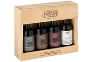 CELLAR GIFTING Port Wine Gifting Tasting Pack Of 4 Miniature Bottles in Wooden Box 50ml Per Bottle Christmas Present Borges Portuguese Owned Brand