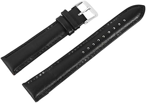 Real Leather Bracelet in Black, Smooth, 18 mm