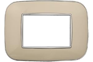 ZOREI Placca Compatibile Con Bticino Axolute, Placche Plastica Ovale, 1 Pezzo (3 Posti/Moduli,Sabbia)