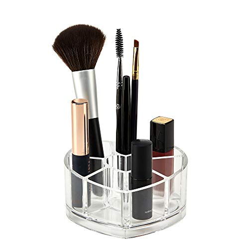 Arcylic Makeup Organiser Brush Holder Cosmetic Storage Box Heart Shape Lipstick Organiser Clear Cosmetic Conta