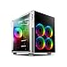 Produktbild anidees AI-CL-Cube-W-AR ATX Stahl/Gehärtetes Glas Cube Gaming PC Gehäuse Unterstützung E-ATX/ATX, 280/240 Kühler Inklusive 5 x 120 RGB Lüfter - Weiß