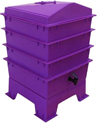 Original Organics Deluxe Wormery Kit, 4 Tray Composter, Outdoor Garden Composter, Worms, Worm Treats, Purple Compost Bin