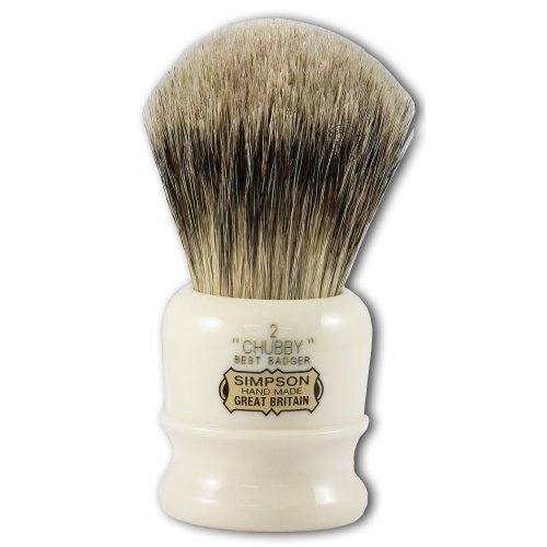 Simpsons Chubby 2 Best Badger Hair Shaving Brush With Imitation Ivory Handle