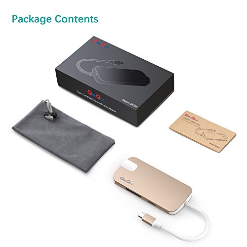 USB C Hub QacQoc USB C Adapter mit Typ C Ladeanschluss, HDMI Port, Gigabit LAN, SD-Kartenleser, Micro SD-Kartenleser, 3 USB 3.0 Port für Typ C Geräte wie MacBook, MacBook Pro, Google Chromebook (Gold) - 7