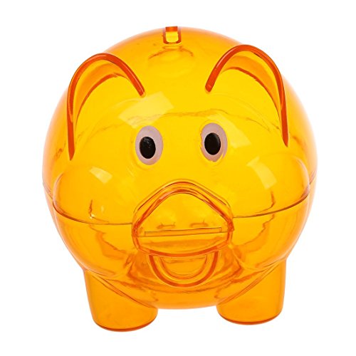 SODIAL(R) Plastik Sparschwein Muenzen Bargeld Speicher Klar Orange