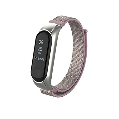 Beetest A Pulsera Xiaomi Mi Band 3 Correa de Reloj Elegante Reemplazo de Bandas para Mi Band 3-Lienzo de Bucle de Moda(Rosado)