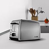 Acelink Automatik Toaster 2 Scheiben, 800 Watt Edelstahl-Toaster mit Brötchenaufsatz, Krümelschublade, 7-Bräunungsstufen (Silber) - 6