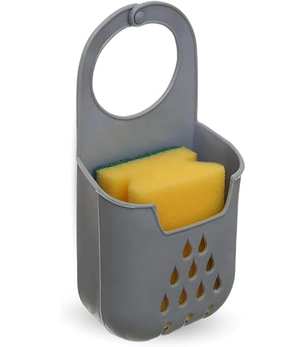 Soporte Para Esponja De Acero Inoxidable Con Ventosa | Organizador De Fregadero | Cesta Plateada Con Cubo | Fácil De Instalar