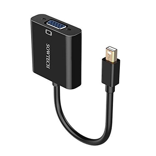 Mini DisplayPort auf VGA, SOWTECH Vergoldet Mini DP zu VGA (Male zu Female) Adapter Konverter für Macbook Air/Pro, Microsoft Surface Pro – Schwarz - 2