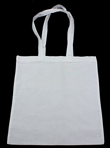 Baumwolltasche Jutebeutel unbedruckt mit zwei langen Henkeln weiß 38x42cm 25 Stück - 2