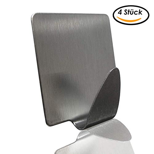 Preisvergleich Produktbild allita Handtuchhaken Haken Selbstklebend Ohne Bohren Edelstahl Rostfrei Wandhaken Handtuchhalter Garderobenhaken Klebehaken Türhaken Kleiderhaken Türgarderobe Badezimmer Bad (4er Pack) (Quadratisch)