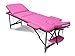 FoxHunter Deluxe Portable Lightweight Massage Table Beauty Couch Therapy Bed Folded 3 Section Aluminium Frame Pink with Headrest Armsupport Free Cover and Carrying Bag