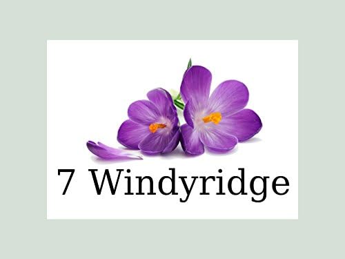 Custom Personalised Purple Flowers Aluminium Metal Signs Door Plaque House Name Street by MegSub (5x7" Square Corners, White)