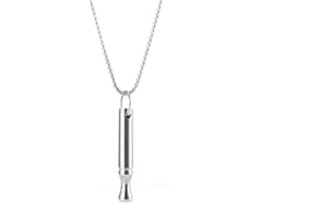 LPOLKVEMELH Breathing Necklace, Portable Stress Relief Meditation Mindful Stainless Steel Necklaces, Anxiety Whistle Necklace for Women Men Breathing Exercises Relaxation Gifts Silver (Sliver)