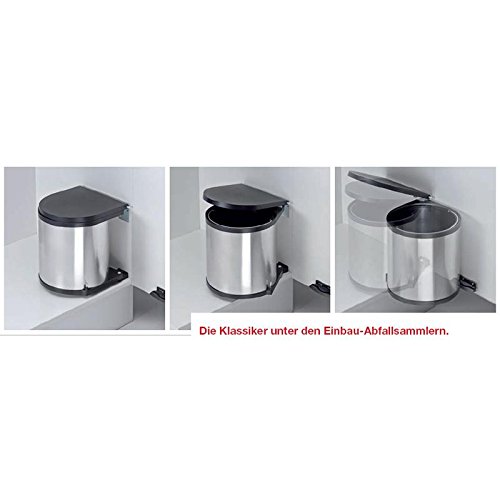Einbau Abfallsammler Wesco Edelstahl 13 Liter rund ausschwenken an Drehtüren Küche Mülleimer - 4