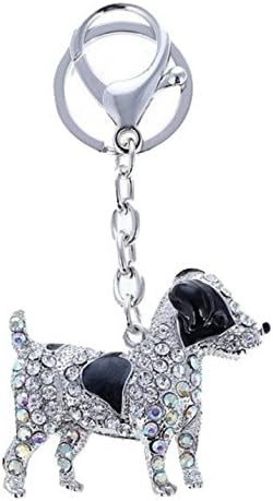 New Gift Boxed Ladies Girls Silver Jack Russell Terrier Puppy Dog Handbag Bag Charm Keyring Key Chain Rhinestone