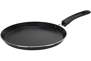 Crealys 506660, Crépière Aquilon diamètre 24 cm en aluminium - revêtement noir anti-adhérent sans PFOA - manche thermo résistant noir - tous feux sauf induction