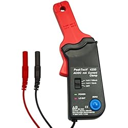 PeakTech Pinza amperimétrica como adaptador hasta 60 A AC/DC para multímetro – 10 mA/MV o 100 mA/MV conmutable – Apto hasta max. 20 kHz, 1 pieza, P 4250