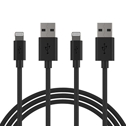 Ancerson [Lot de 2] Câble Lightning 2 Pack 1M Câble Lightning vers USB Data Chargeur en Nylon Peu Salissant Anti-abrasion iPhone Câble Chargeur pour iPhone 7/7 plus/SE/6/6 Plus /6s/6s Plus/5/5s/5c, iPad Pro/Air/Mini/4e, iPod Touch 5e/Nano 7e generation
