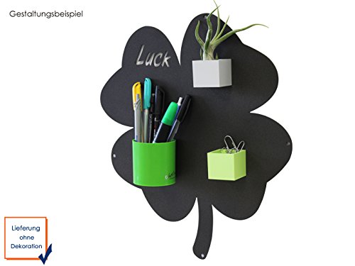 Metallplatte Kleeblatt, anthrazit, beschreibbar-für Magnetische Töpfe als Wanddeko oder Wandaufbewahrung, KalaMitica 25033-102-301 - 3