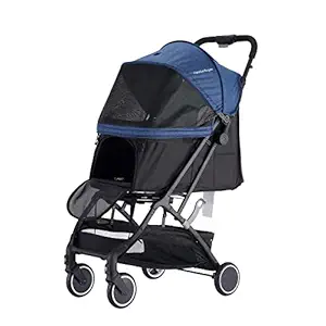 Favonius poupee Pet Strollers for Small Medium Dogs & Cats,Jogging Stroller Hiking Stroller Travel Folding Doggy Carrier Strolling Cart,Waterproof Puppy Stroller(Blue)