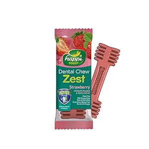 Happi Doggy Vegetarian Dental Chew - Zest - Strawberry(Singles) - Pack of 4