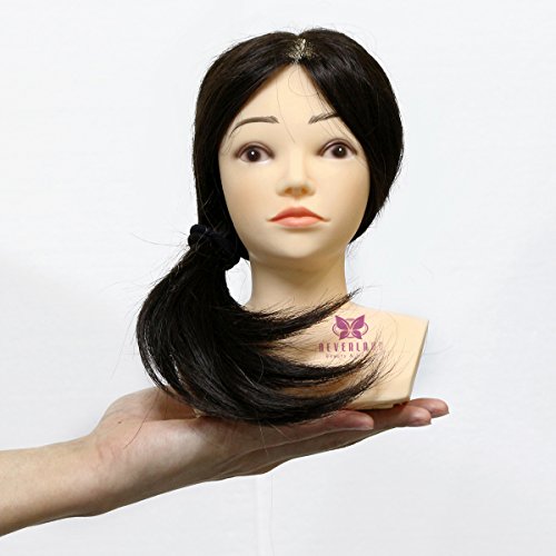 Neverland Beauty Mini 10" 80% Real Hair Medium Brown Hair Hairdressing Equipment Styling Head Mannequin Training Head Tools Braiding Cutting for Kids Styling Doll UK Stock