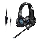 Qingta Gaming Kopfhrer Verkabelt Gaming-Headset mit Mikrofon, LED Light Bass Surround fr Computer Laptop Mac Nintendo Switch Spiele Handy Tablet PS4, Xbox One - 