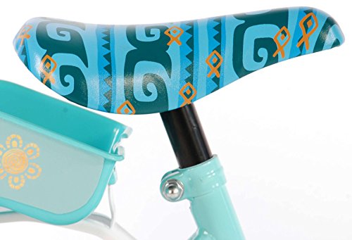 Girl Bike 12 Inch Disney Vaiana Moana with Training Wheels Rear Coasterbrake Basket and Doll Carrier Mint Green - 95% Assembled